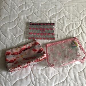 Lot of flamingo makeup bags
